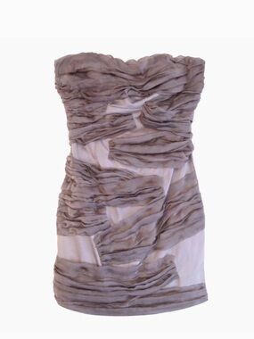Niki Biki Strapless Ruched Cocktail Dress Gray Size M